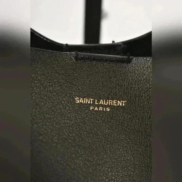 SAINT LAURENT YSL Black Smooth  Calfskin Leather Shopper Tote Italy - Picture 7 of 8